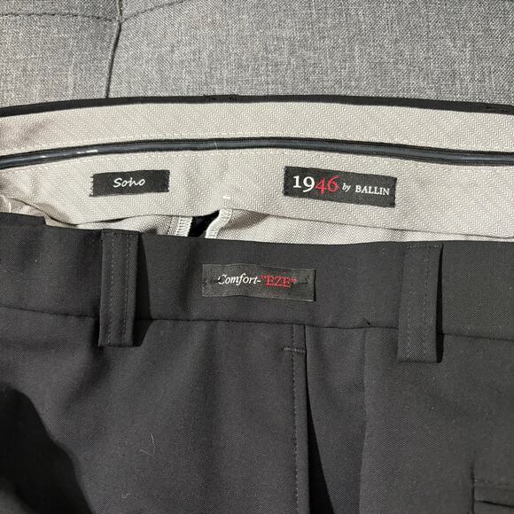 NWT 1946 Ballin Men Dress Pants 33x38 Black Raw Hem Comfort EZE Straight Soho - Picture 8 of 9